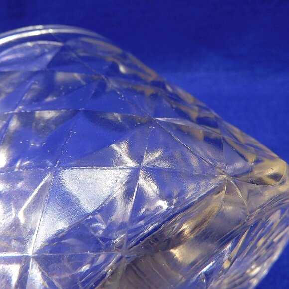 Vintage Biscuit Candy Jar Domed Lid Heavy Pressed Diamond Shape Glass 6" - Picture 7 of 8